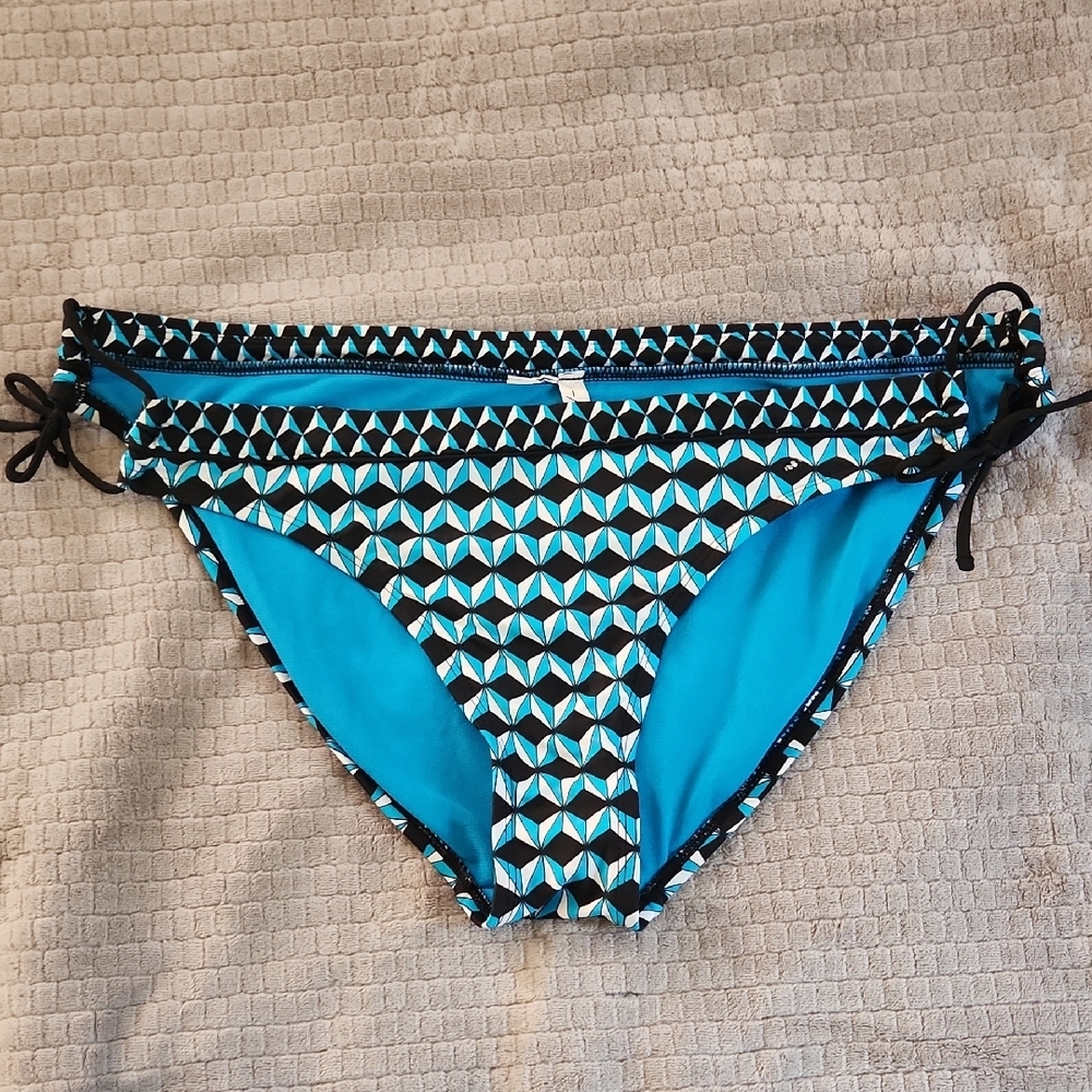 Kenneth Cole Geometric Blue Bikini Bottom